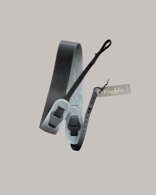 Franklin Strap Banjo Strap Glove Leather - Black with Natural Stitching