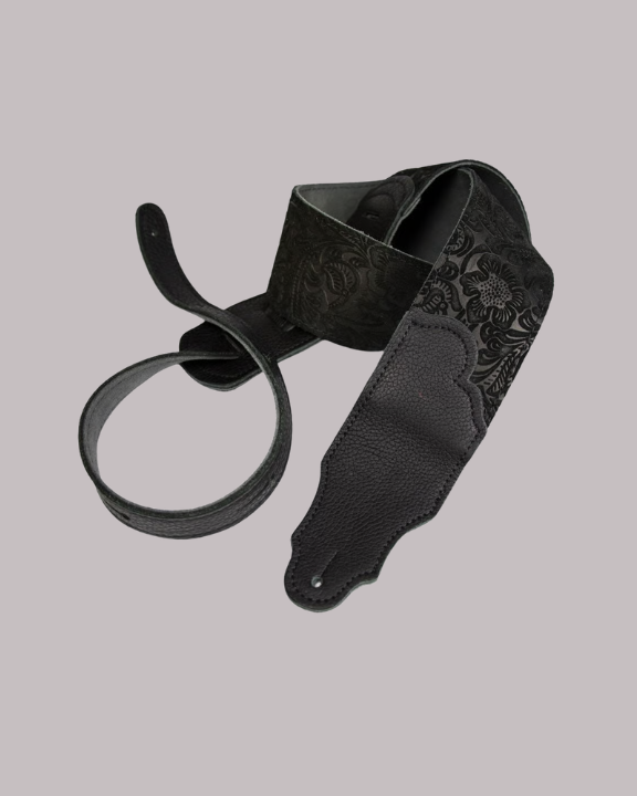 Franklin Strap Embossed Suede Guitar Strap - Black