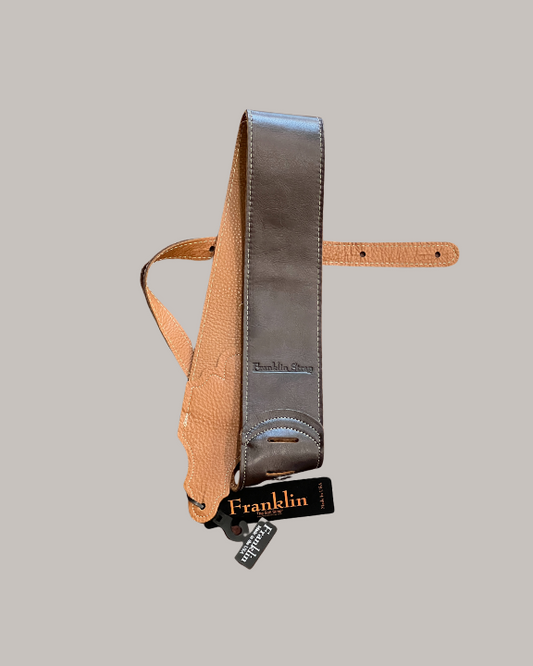 Franklin Strap Original Natural Glove Leather Guitar Strap - 3" Chocolate with Gold Stitching