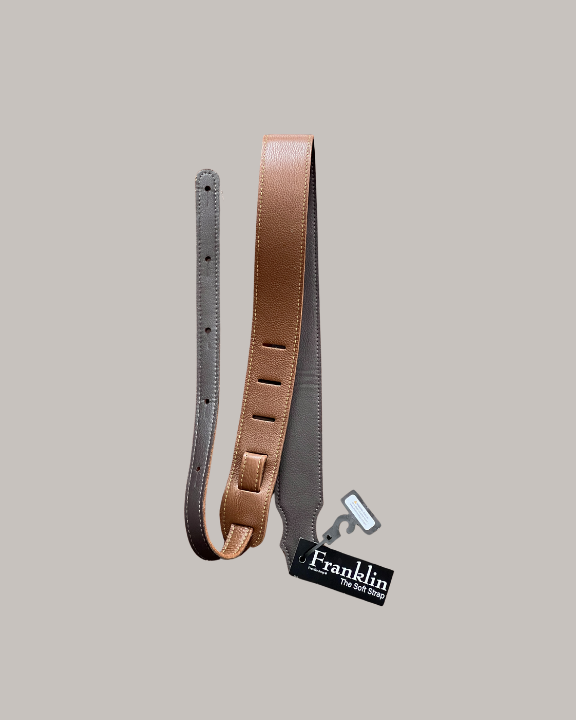 Franklin Strap Purist Glove Leather Guitar Strap - 2" Caramel with Gold Stitch