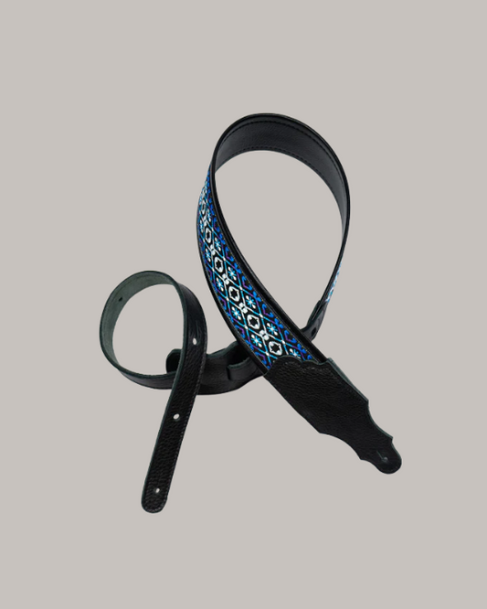 Franklin Strap Retro Folk Deluxe Guitar Strap - Blue and Purple