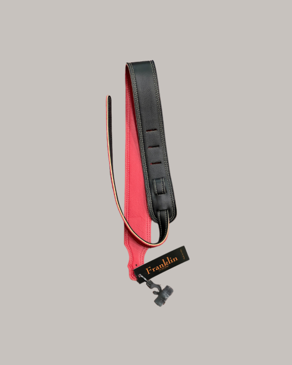 Franklin Strap Reversible Guitar Strap – 3-ply Glove Leather - 2.5" Black/Red