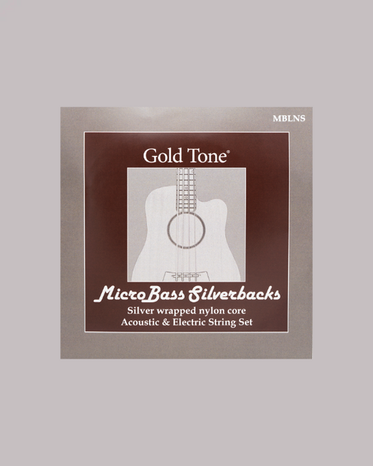 Gold Tone Micro Bass Silverbacks Silver Wrapped Nylon Core Acoustic & Electric Strings - MBLNS