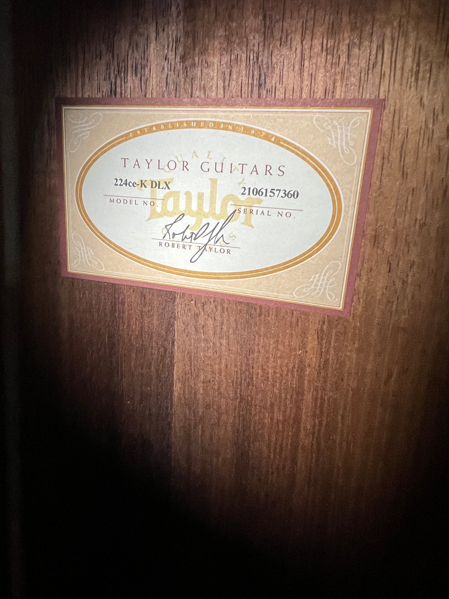 Taylor 224ce-K DLX Solid Koa Top Cutaway Acoustic Guitar with ES2 Pickup - Used