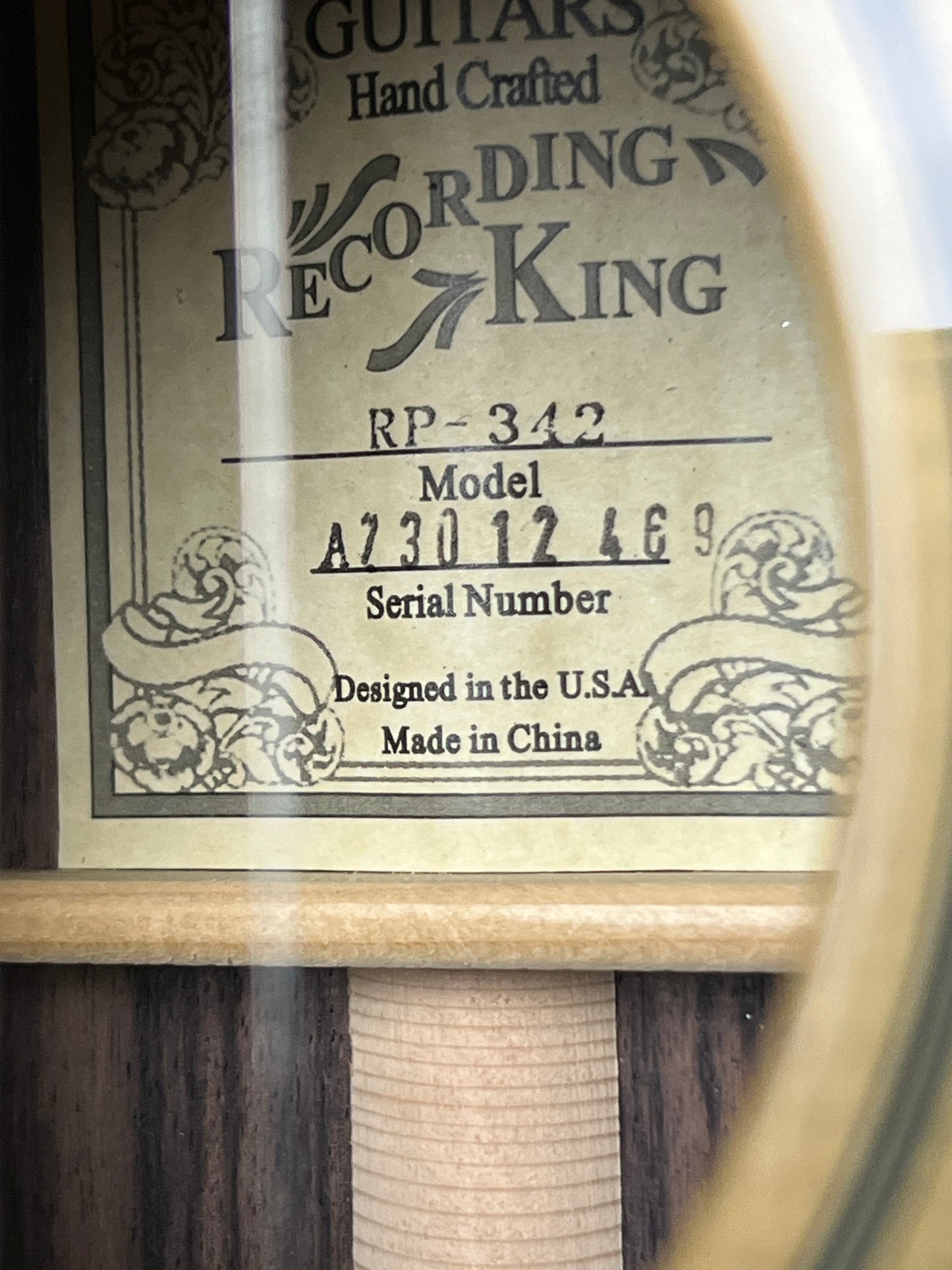 Recording King RP-342 Adirondack Spruce and East Indian Rosewood 12 Fret Acoustic Guitar - New
