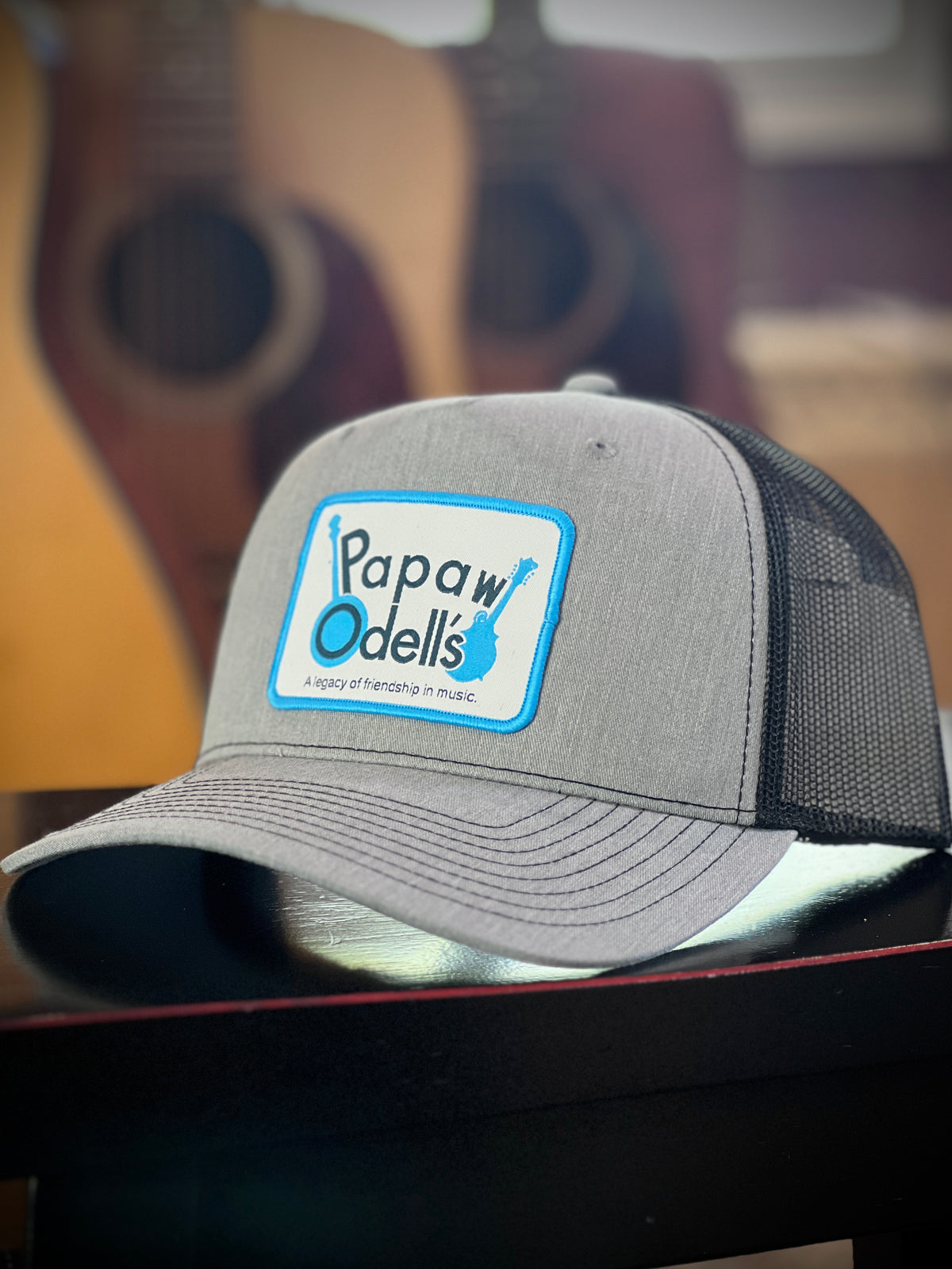 Papaw Odell's Patch Hat - Heather Grey/ Black