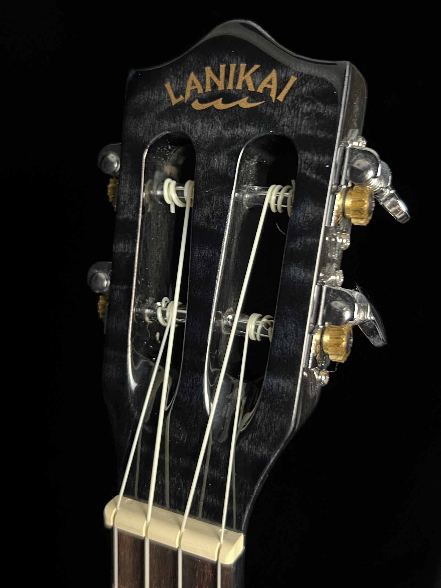 Lanikai Quilted Maple Black Cutaway Concert Ukulele with Fishman Kula Preamp - New