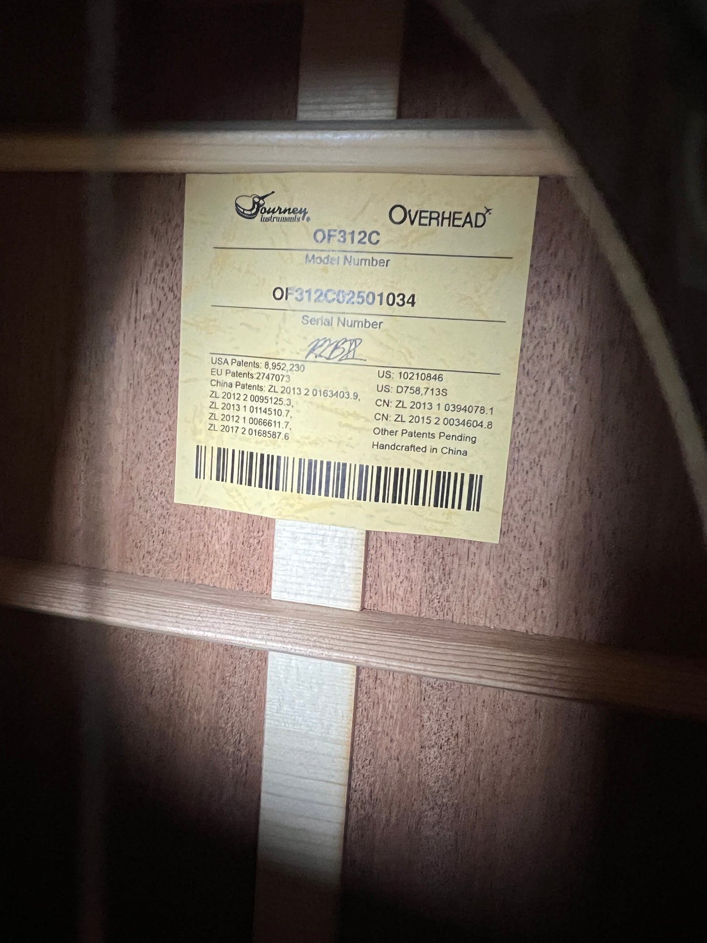 Journey Overhead OF312C Travel Acoustic Guitar All African Mahogany - New