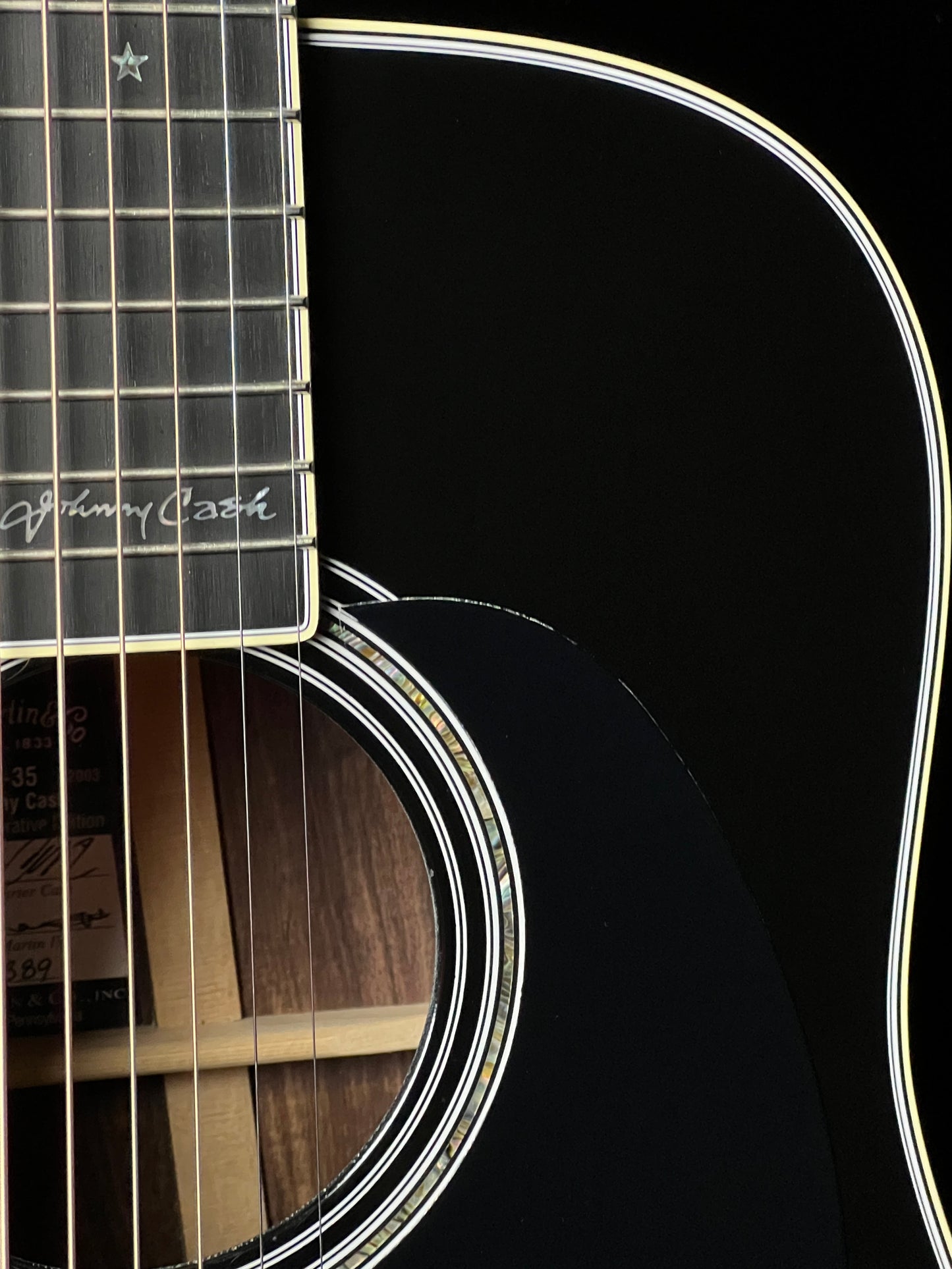 Martin D-35 Johnny Cash All Black Acoustic Guitar Engelmann Spruce/ East Indian Rosewood - Used