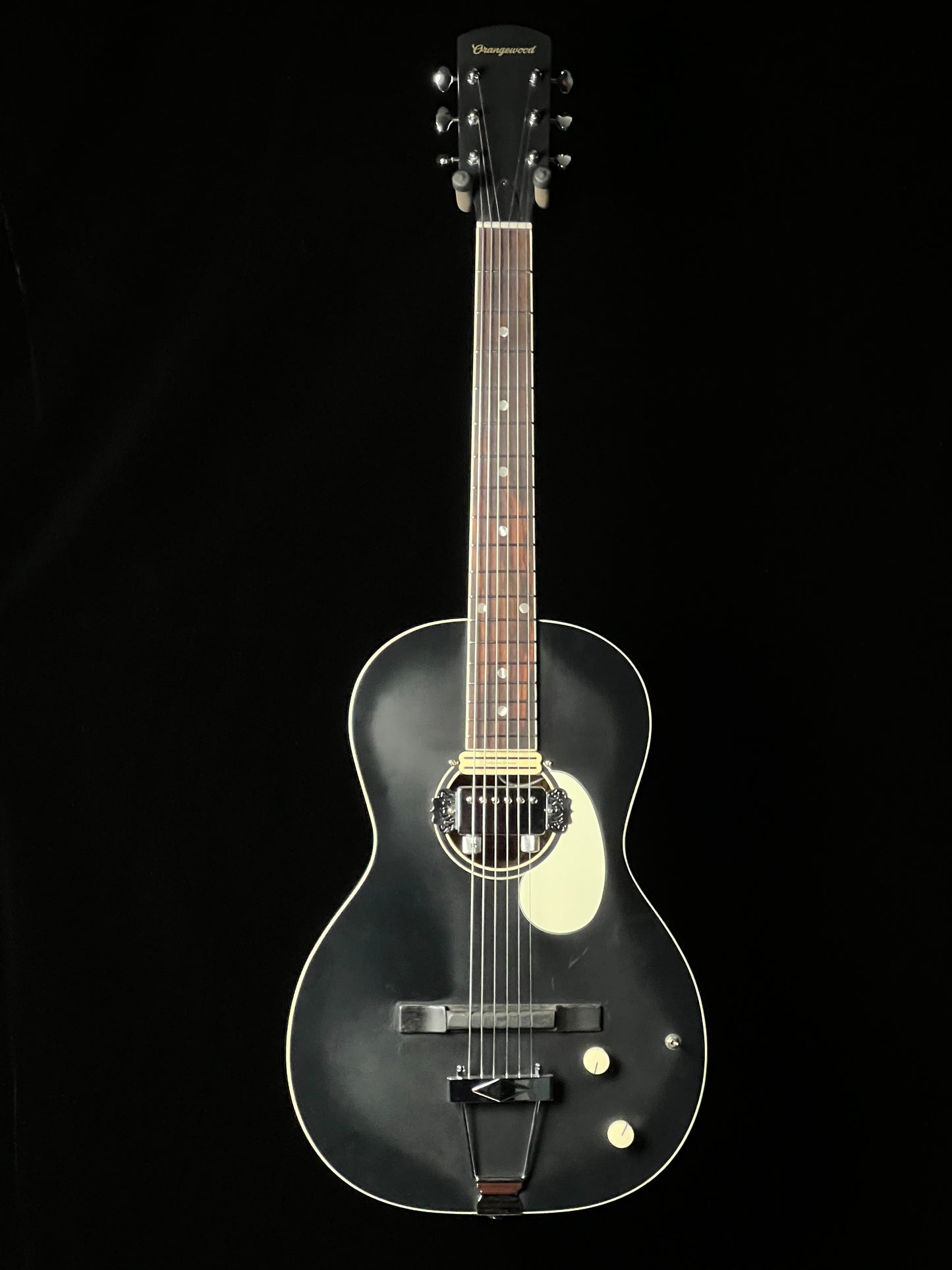 Orangewood Juniper II Black Live Rubber Bridge Parlor Guitar - Used