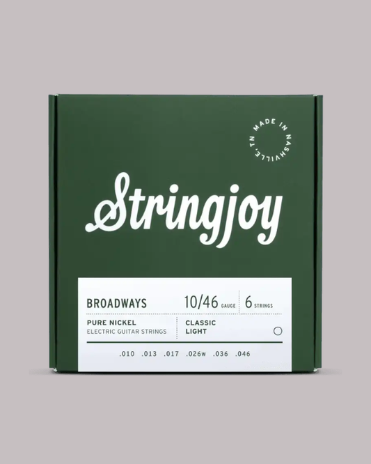 Stringjoy Broadways Pure Nickel Electric Guitar Strings Classic Light - 10/46 Gauge