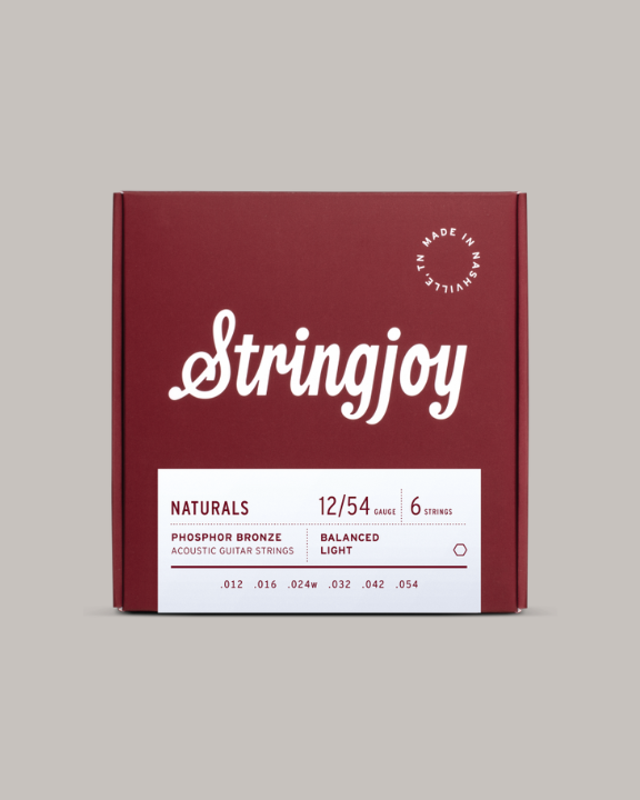 Stringjoy Naturals Phosphor Bronze Light Gauge 12/54 Acoustic Guitar Strings