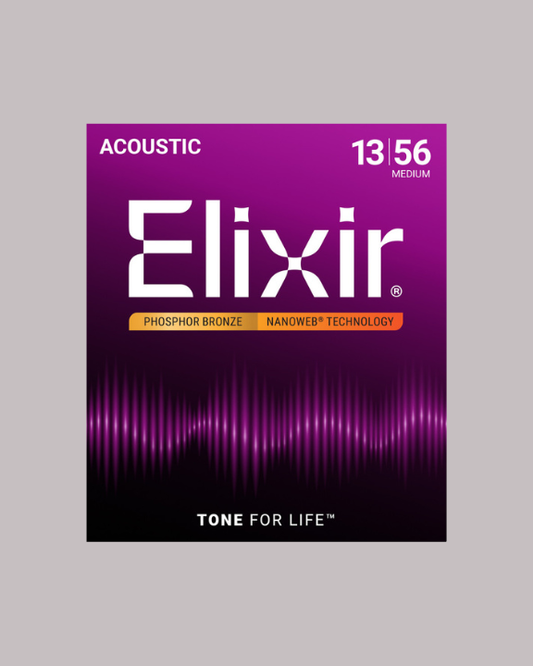 Elixir Strings Phosphor Bronze Acoustic Strings w NANOWEB Coating - 13/56 Medium