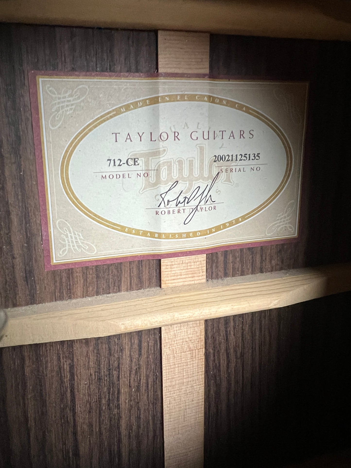 Taylor 712-CE Cutaway Acoustic Guitar Engelmann Spruce/Indian Rosewood - Used