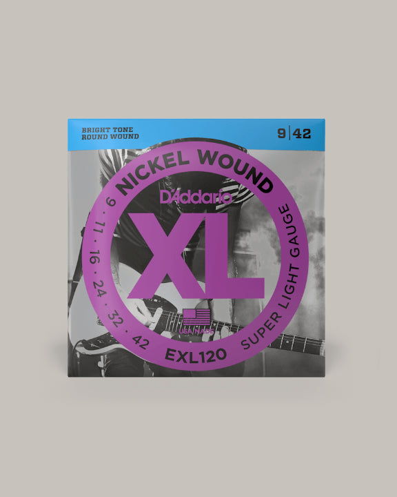 D'Addario XL Nickel Wound Super Light Gauge Electric Guitar Strings 9/42 EXL120