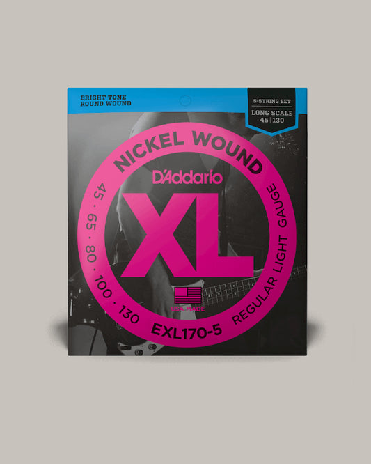 D'Addario Bass XL Nickel Wound Regular Light Gauge Long Scale Strings 45/130 EXL170-5