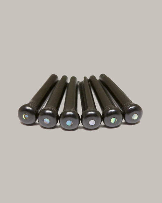 TUSQ Traditional Bridge Pins Black with 2mm Paua Shell Dot Inlay