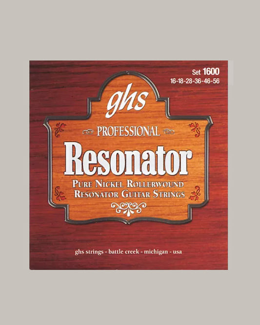GHS Professional Resonator Pure Nickel Rollerwound Guitar Strings 1600
