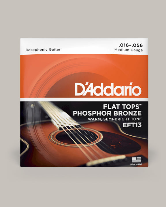 D'Addario Resophonic Guitar Flat Tops Phosphor Bronze Medium 16-56 EFT13