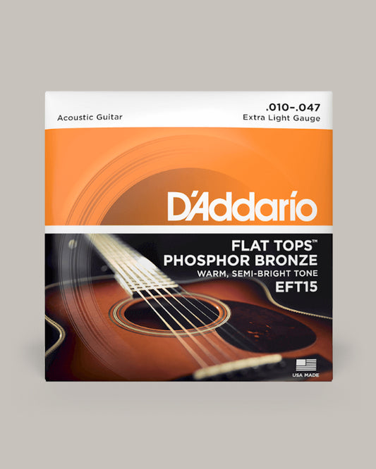 D'Addario Acoustic Guitar Flat Tops Phosphor Bronze Extra Light 10-47 EFT15