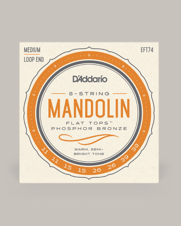 D'Addario Mandolin Flat Tops Phosphor Bronze Medium Loop End 11-39 EFT74