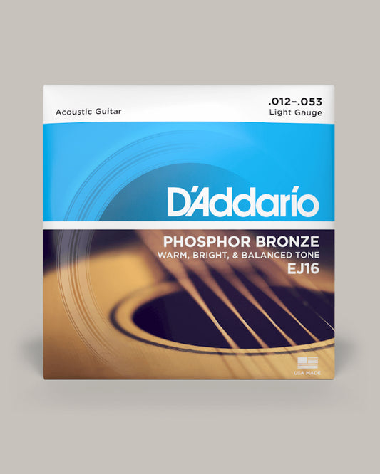 D'Addario Acoustic Guitar Phosphor Bronze Light 12-53 EJ16