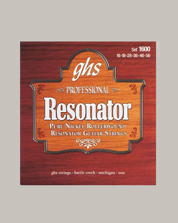 GHS Professional Resonator Pure Nickel Rollerwound Resonator Guitar Strings 1600