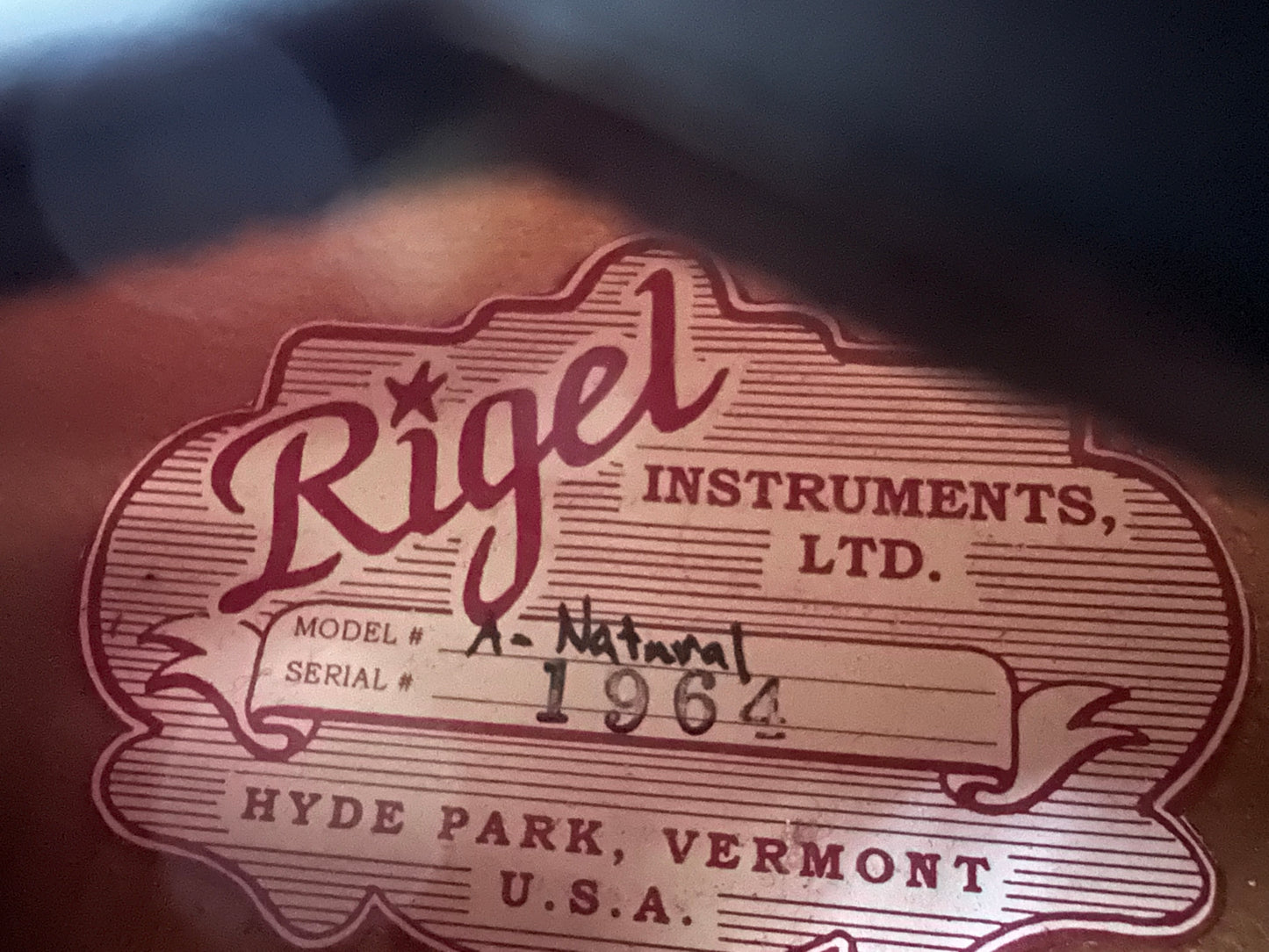 SOLD - Rigel A-Natural Mandolin - Used