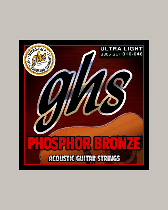 GHS Phosphor Bronze Acoustic Guitar Ultra Light S305 010-046