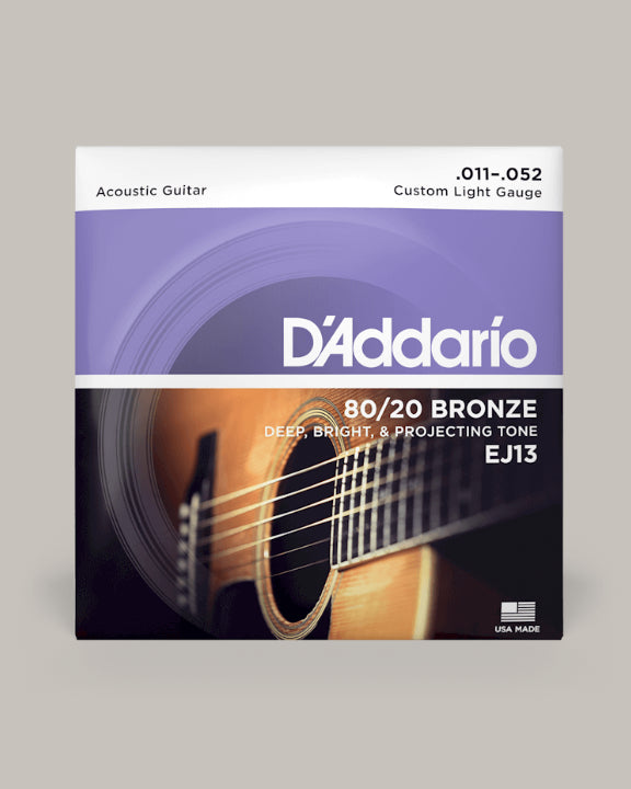 D'Addario Acoustic Guitar 80/20 Bronze Custom Light 11-52 EJ13