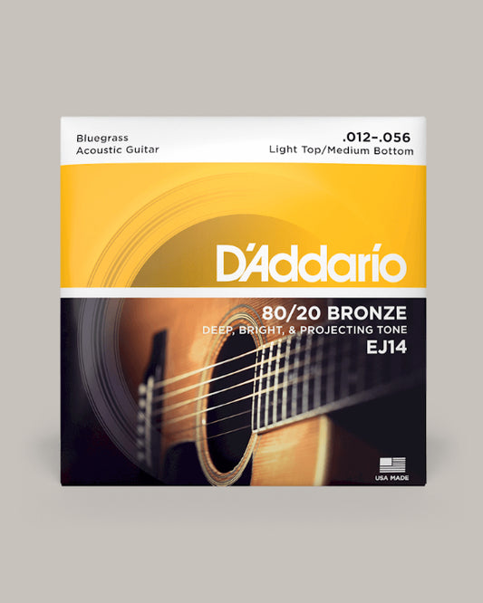D'Addario Acoustic Guitar 80/20 Bronze Light Top Medium Bottom 12-56 EJ14