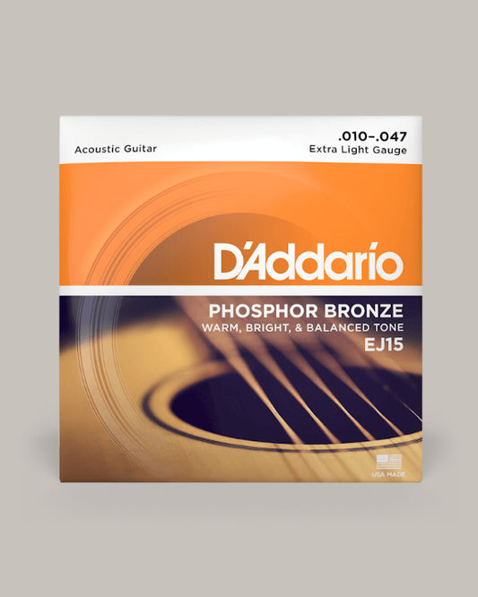D'Addario Acoustic Guitar Phosphor Bronze Extra Light 10-47 EJ15