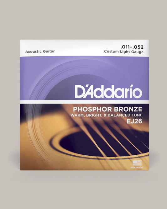D'Addario Acoustic Guitar Phosphor Bronze Custom Light 11-52 EJ26