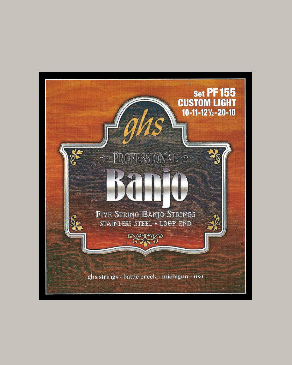 GHS Professional Banjo 5 String Stainless Steel Loop End PF155 Custom Light