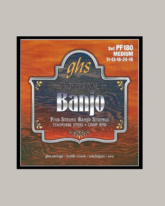 GHS Professional Banjo 5 String Stainless Steel Loop End PF180 Medium