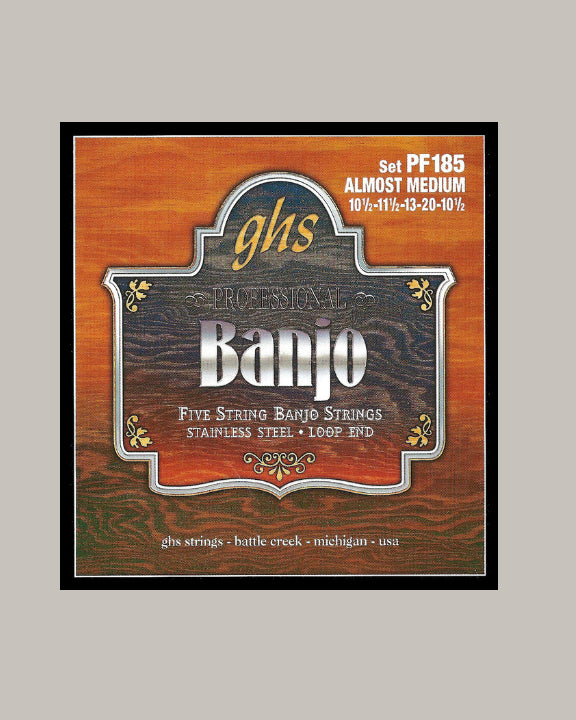 GHS Professional Banjo 5 String Stainless Steel Loop End PF185 Almost Medium